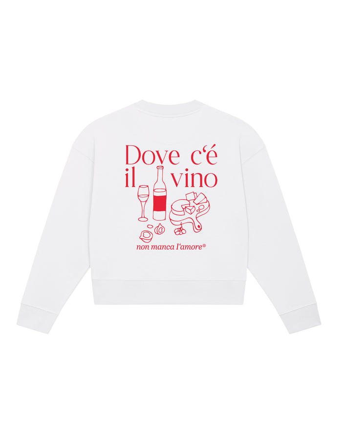 "Dove c'è il vino, non manca l'amore" Cropped Lady Sweater